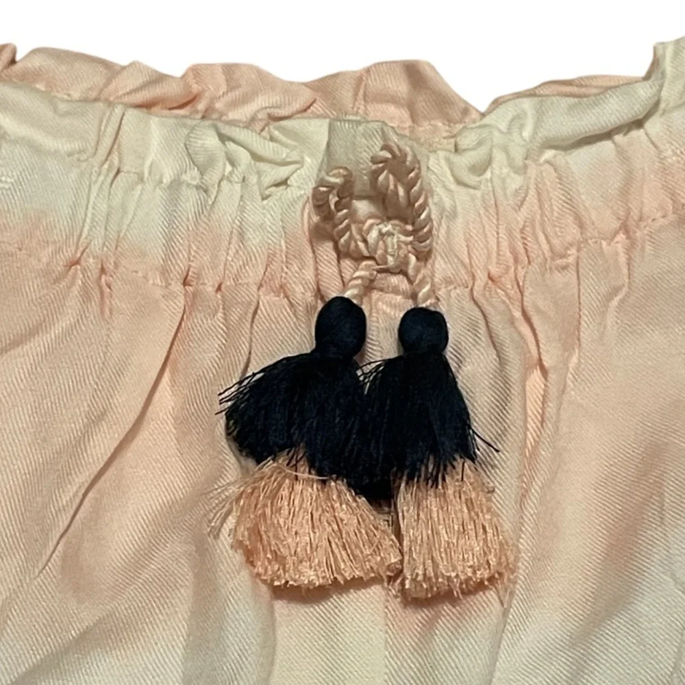 Jessica Simpson Flowy Color Dip Pink Pants With Tassle Drawstring